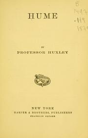 Cover of: Hume by Thomas Henry Huxley
