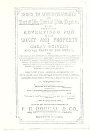 Cover of: Index register to next of kin, heirs at law and cases of unclaimed money advertisements in Great Britain, the Colonies, India, America, France, Germany, Ireland, and all parts of the world. by Dougal, F. H., and co., London.