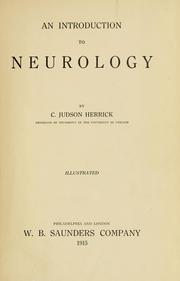 Cover of: An introduction to neurology by C. Judson Herrick