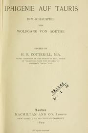 Cover of: Iphigenie auf Tauris, ein Schauspiel by Johann Wolfgang von Goethe