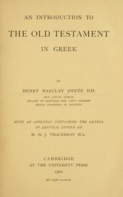 Cover of: An introduction to the Old Testament in Greek. by Henry Barclay Swete