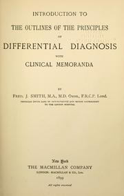 Cover of: Introduction to the outlines of the principles of differential diagnosis with clinical memoranda