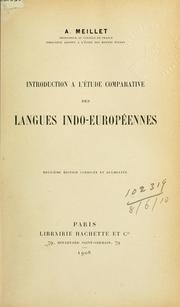 Cover of: Introduction à l'étude comparative des langues indo-européennes