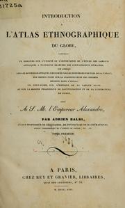 Cover of: Introduction à l'atlas ethnographique du globe by Adriano Balbi