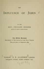 Cover of: The influence of Jesus. by Phillips Brooks