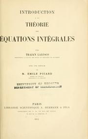 Cover of: Introduction à la théorie des équations intégrales.