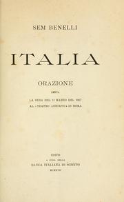 Cover of: Italia: orazione detta la sera del 13 marzo del 1917 al "Teatro Adriano" in Roma.