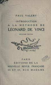 Cover of: Introduction à la méthode de Léonard de Vinci.