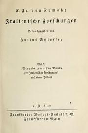 Cover of: Italienische Forschungen by Carl Friedrich von Rumohr