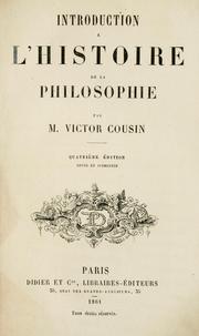 Cover of: Introduction à l'histoire de la philosophie by Victor Cousin