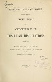 Cover of: Introduction and notes to the Fifth book of Tusculan disputations.
