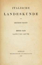 Cover of: Italische Landeskunde. by Nissen, Heinrich