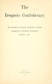 Cover of: The Iroquois confederacy by Blanchard, Rufus
