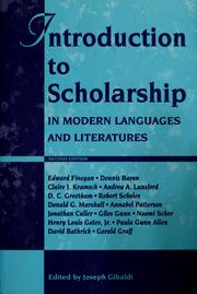 Cover of: Introduction to scholarship in modern languages and literatures by edited by Joseph Gibaldi.