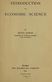 Cover of: Inroduction to economic science