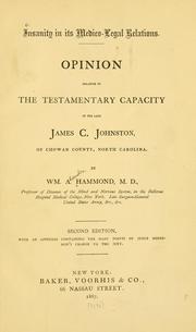 Insanity in its medico-legal relations by William Alexander Hammond