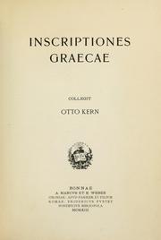 Cover of: Inscriptiones graecae.: Collegit Otto Kern.