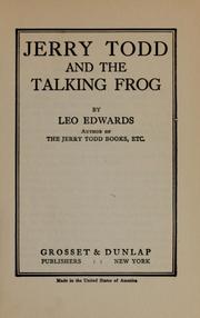 Cover of: Jerry Todd and the talking frog