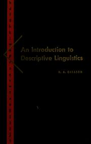 Cover of: An introduction to descriptive linguistics