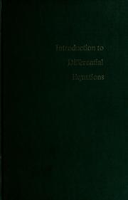 Cover of: Introduction to differential equations