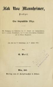 Cover of: Isak Noa Mannheimer, Prediger: eine biographische Skizze