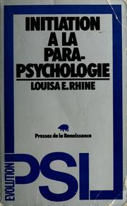 Cover of: Intitiation à la parapsychologie