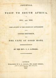 Journal of a visit to South Africa in 1815 and 1816 by Christian Ignatius Latrobe