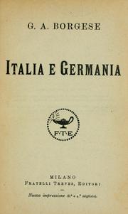 Cover of: Italia e Germania