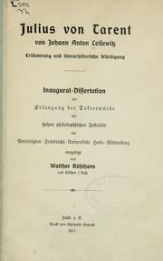 Cover of: Julius von Tarent von Johann Anton Leisewitz by Walther Kühlhorn