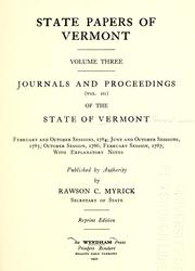 Cover of: Journals and proceedings (vol. I-   ) of the General Assembly of the state of Vermont.
