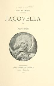 Cover of: Jacovella: nuove liriche