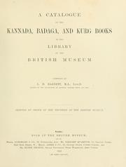 Cover of: A catalogue of the Kannada, Badaga, and Kurg books in the library of the British museum