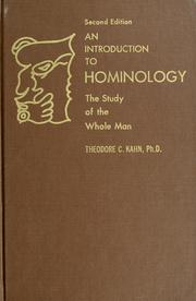 Cover of: An introduction to hominology: the study of the whole man