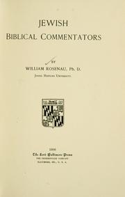 Cover of: Jewish Biblical commentators.