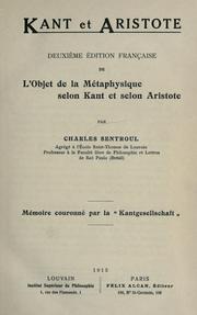 Cover of: Kant et Aristote