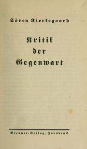 Cover of: Kritik der Gegenwart