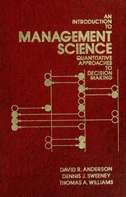 Cover of: An introduction to management science by David Ray Anderson