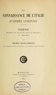 La connaissance de l'Italie d'après Corinne by Mario Marcabruni