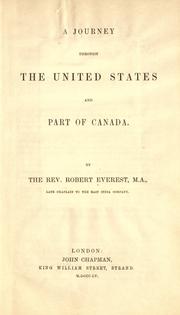 Cover of: A journey through the United States and part of Canada by Robert Everest, Robert Everest