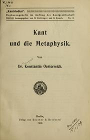Cover of: Kant und die Metaphysik by Traugott Konstantin Oesterreich