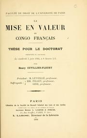 Cover of: mise en valeur du Congo français.