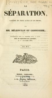 Cover of: séparation: comédie en trois actes et en prose