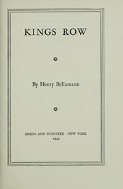Cover of: Kings Row | Henry Bellamann