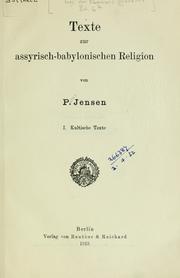 Cover of: Texte zur assyrisch-babylonischen Religion by Eberhard Schrader