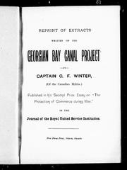 Reprint of extracts written on the Georgian Bay canal project by Charles F. Winter