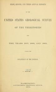 Cover of: Annual report by Geological and Geographical Survey of the Territories (U.S.)