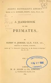 Cover of: A hand-book to the primates