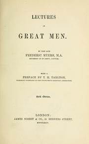 Cover of: Lectures on great men