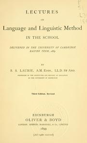 Cover of: Lectures on language and linguistic method in the school by Laurie, Simon Somerville