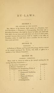 Cover of: By-laws of the Massachusetts Horticultural Society: Adopted June, 1866.